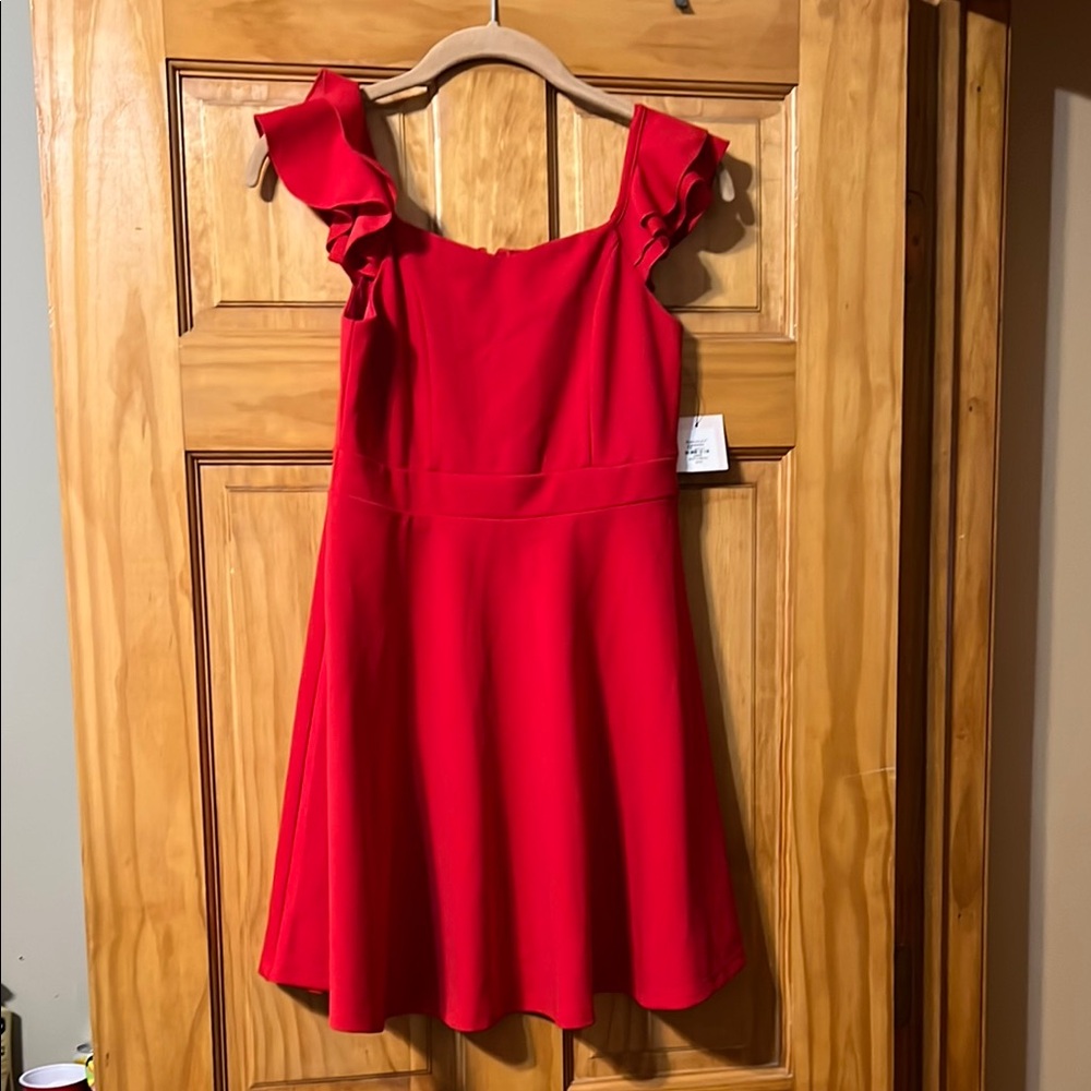 Red Ruffle Sleeve Kids Dress